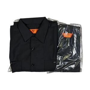 NEW Red Kap Poplin Work Shirts Set 2 Lot Bundle Men's L Black Short Long Sleeve